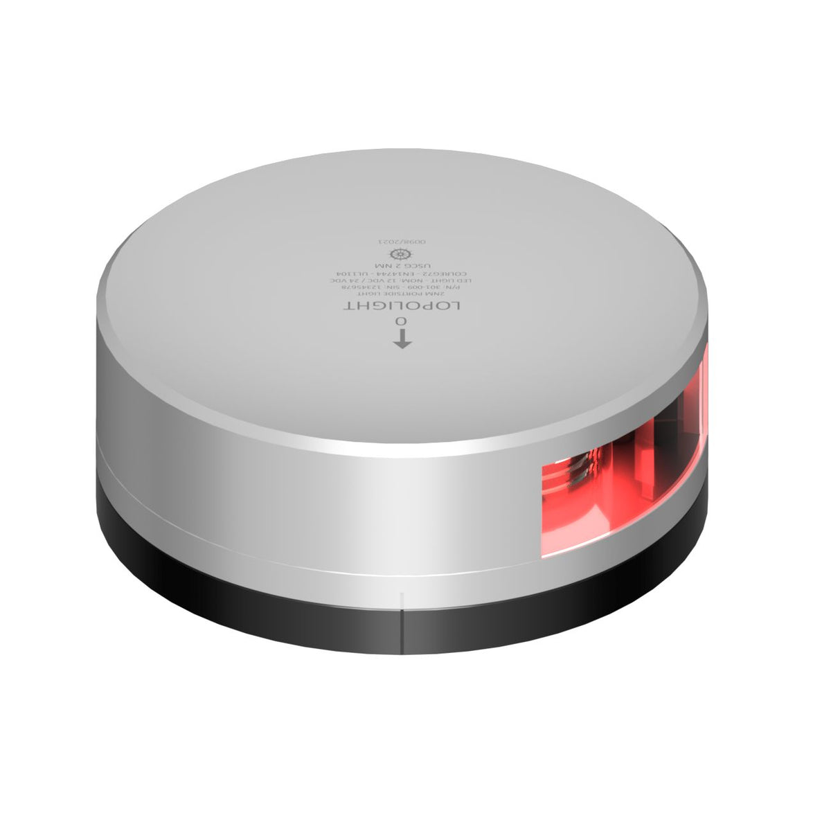 Lopolight 301-009 Port Sidelight, 2NM, 10-32VDC, IP68, Flat Base Mount