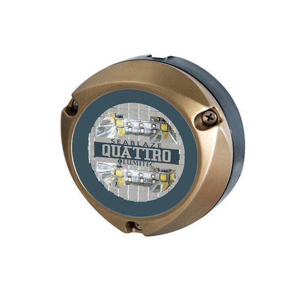 Lumitec Zambezi Quattro Surface Mount Underwater LED Light, 10-30V DC, 2000 Lumens, 4 in Dia x 1.6 in Depth, Naval Bronze Construction