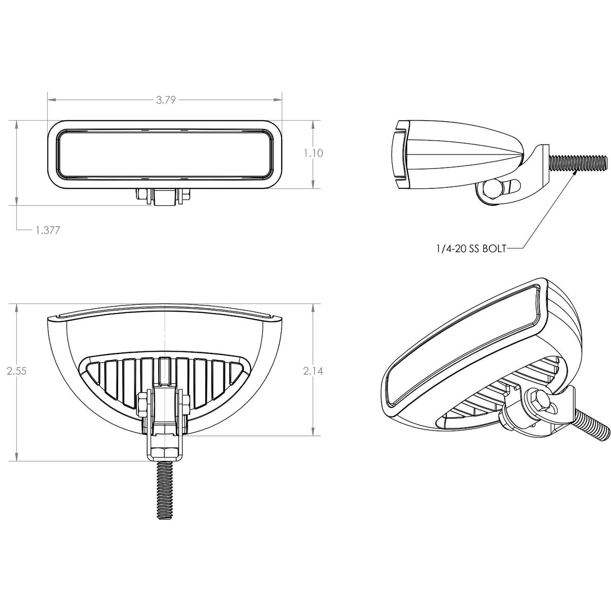 Lumitec Caprera3 Bracket-Mount LED Flood Light, 10-30V, 1200 lm