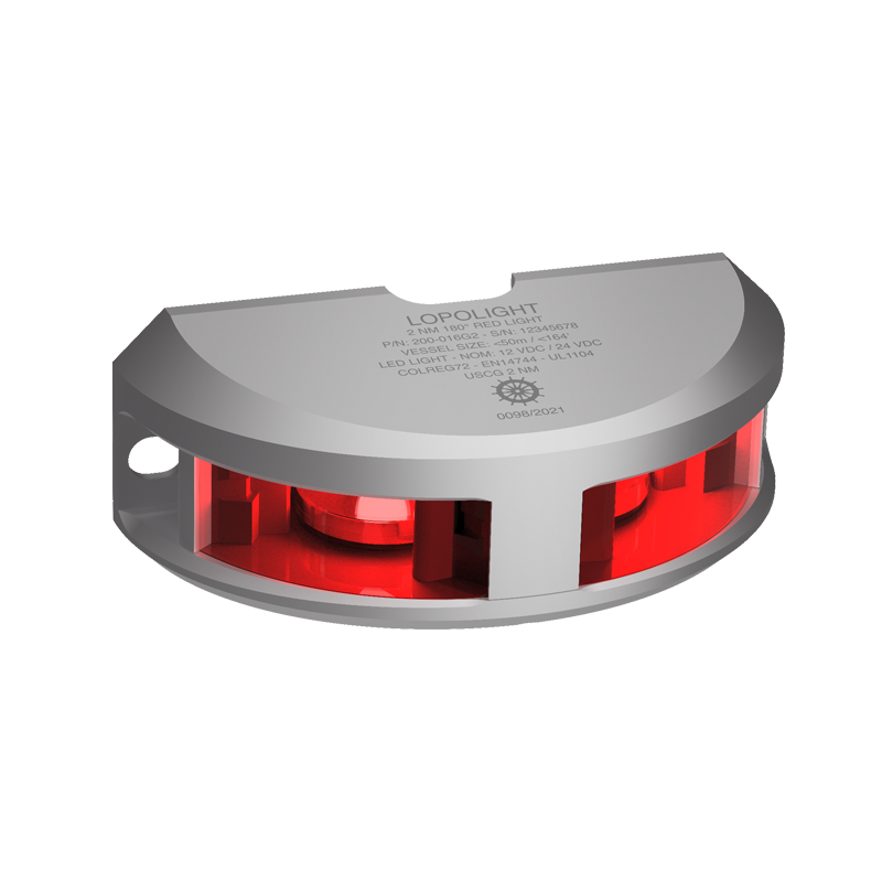 Lopolight 200-016 180° Red LED Navigation Light, 2NM, IP68, Vertical Mount