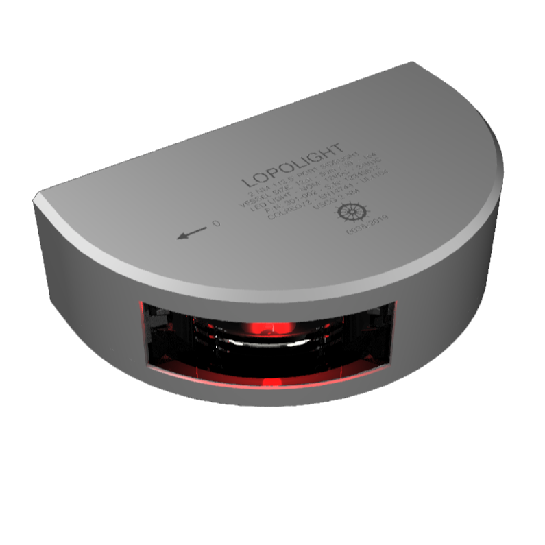 Lopolight 301-002 Port Sidelight, 2NM, 10-32V, IP68, Vertical Mount, 6m Cable