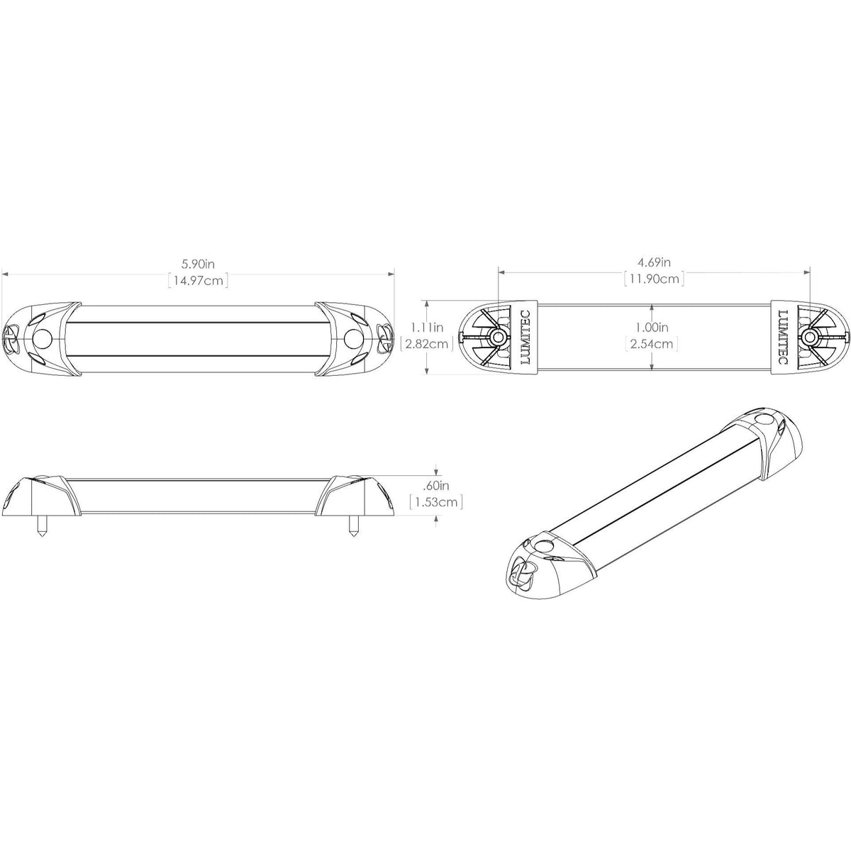 Lumitec Rail2 LED Utility Light, 10-30V DC, IP67