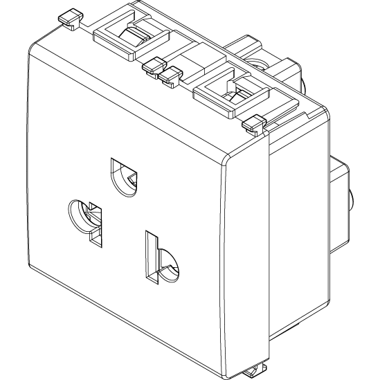 Vimar PLANA USA/EU SICURY Socket Outlet, 16A 250V, 2P+E, 2-Module