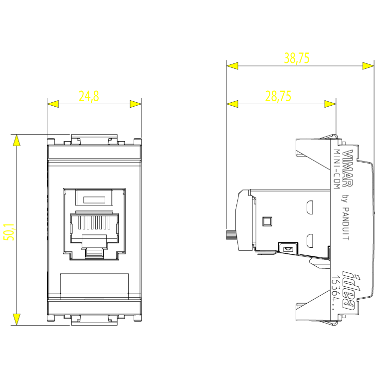 Vimar Netsafe RJ45 Cat5e Socket Outlet, Panduit MINI-COM, T568A/B