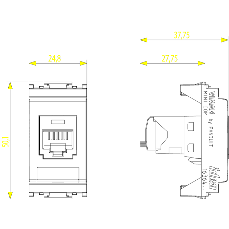 Vimar Netsafe RJ45 Cat5e Socket Outlet, Panduit MINI-COM, T568A/B