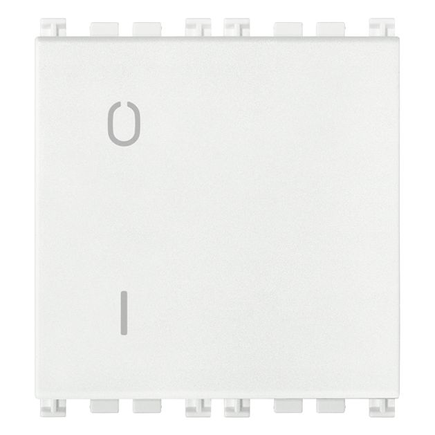 Vimar Arké 19015 2-Pole 1-Way Rocker Switch, 16AX, 250V, IP40, Flush-Mount, Lightable, Replaceable Button