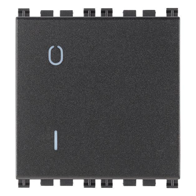 Vimar Arké 19015 2-Pole 1-Way Rocker Switch, 16AX, 250V, IP40, Flush-Mount, Lightable, Replaceable Button