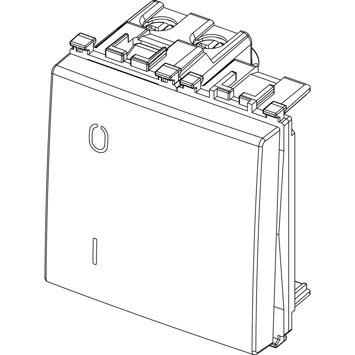Vimar Arké 19015 2-Pole 1-Way Rocker Switch, 16AX, 250V, IP40, Flush-Mount, Lightable, Replaceable Button