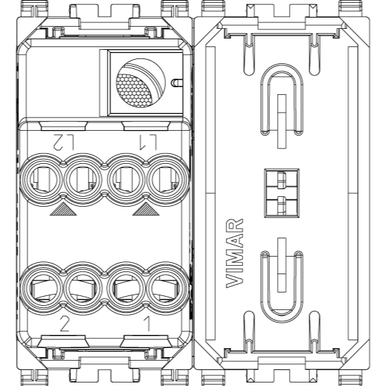 Vimar Arké 19015 2-Pole 1-Way Rocker Switch, 16AX, 250V, IP40, Flush-Mount, Lightable, Replaceable Button