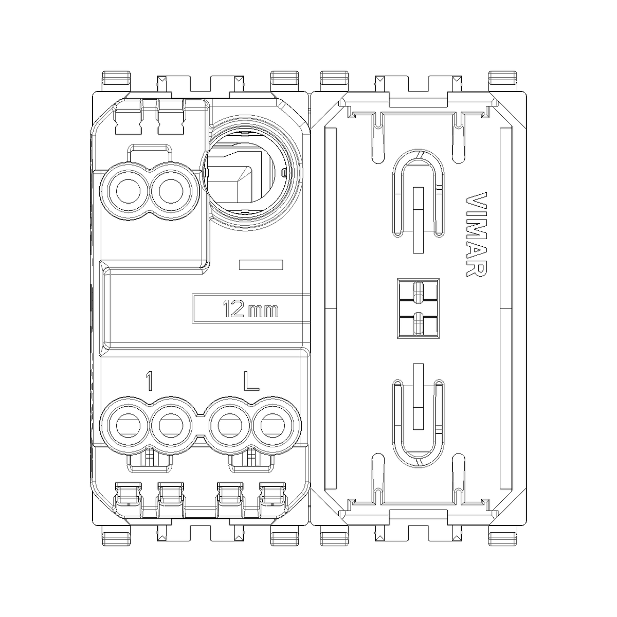 Vimar Eikon 1-Way Switch, 10AX 250V, Screwless Terminals, Replaceable Lightable Button
