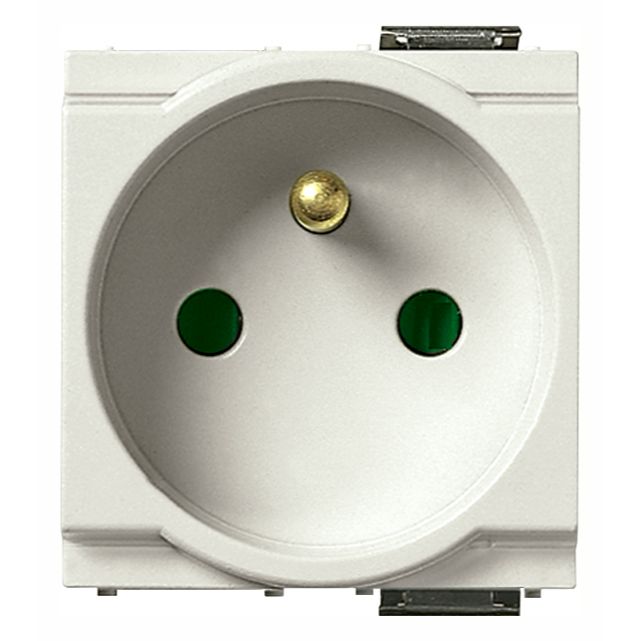 Vimar Idea SICURY French Standard Socket Outlet, 2P+E, 16A 250V, IP20, 2-Module, Flush Mount, Screw Terminal, Enhanced Contact Protection