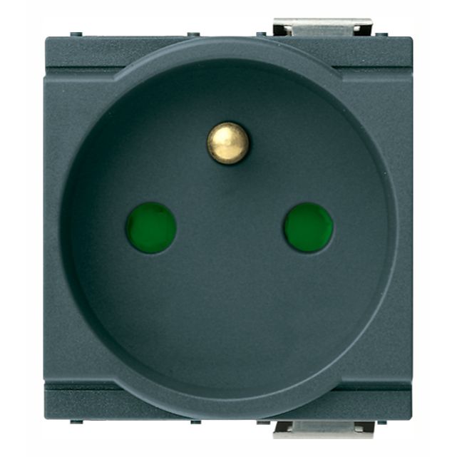 Vimar Idea SICURY French Standard Socket Outlet, 2P+E, 16A 250V, IP20, 2-Module, Flush Mount, Screw Terminal, Enhanced Contact Protection