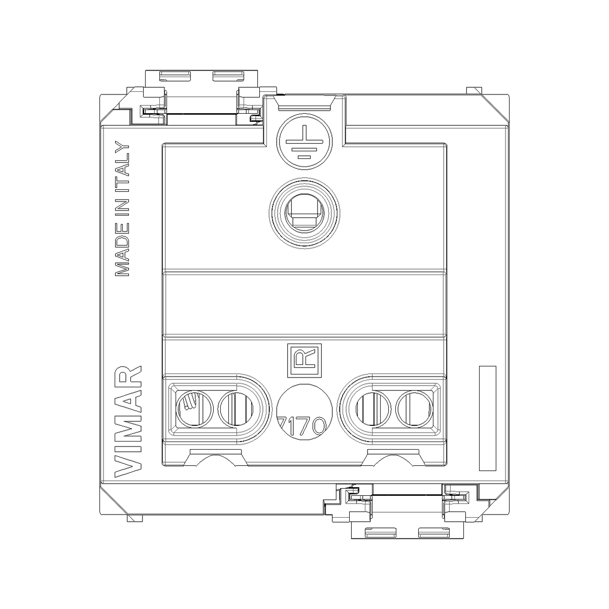 Vimar Idea SICURY French Standard Socket Outlet, 2P+E, 16A 250V, IP20, 2-Module, Flush Mount, Screw Terminal, Enhanced Contact Protection