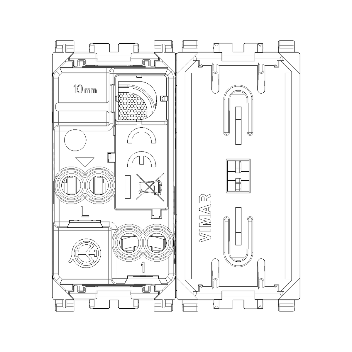 Vimar Arké Push Button, 1P NO, 10A 250V, Lightable, IP40