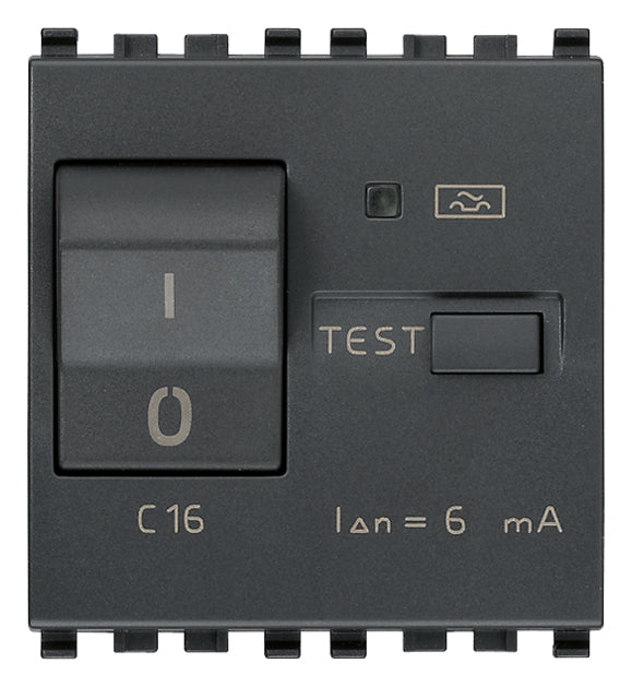 Vimar Eikon RCBO Circuit Breaker, 1P+N, 120-230V, 50/60 Hz, Type A RCD, IP40, 2 Modules