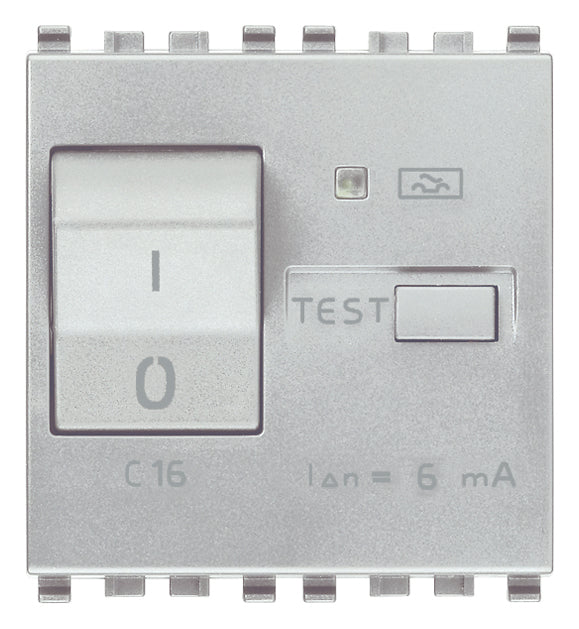 Vimar Eikon RCBO Circuit Breaker, 1P+N, 120-230V, 50/60 Hz, Type A RCD, IP40, 2 Modules