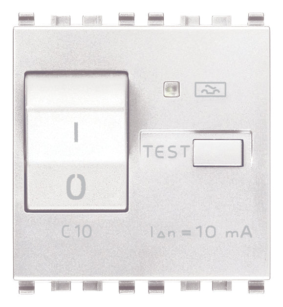 Vimar Eikon RCBO Circuit Breaker, 1P+N, 120-230V, 50/60 Hz, Type A RCD, IP40, 2 Modules
