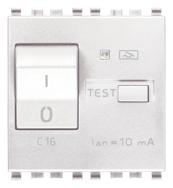 Vimar Eikon RCBO Circuit Breaker, 1P+N, 120-230V, 50/60 Hz, Type A RCD, IP40, 2 Modules