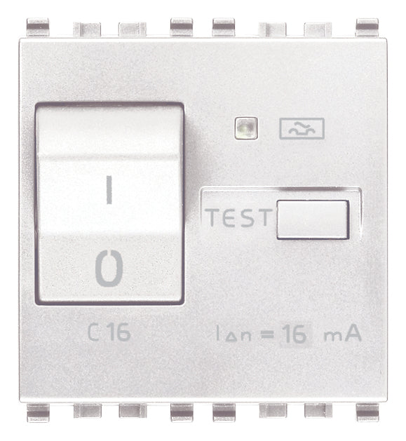 Vimar Eikon RCBO Circuit Breaker, 1P+N, 120-230V, 50/60 Hz, Type A RCD, IP40, 2 Modules