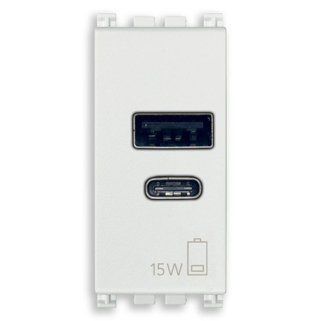 Vimar Arké USB Charging Outlet, 120-240V AC, 1 Module