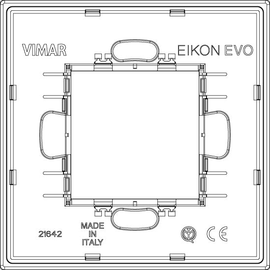 Vimar Eikon EVO 21642 2-Module Cover Plate, Square, Clamp Mount