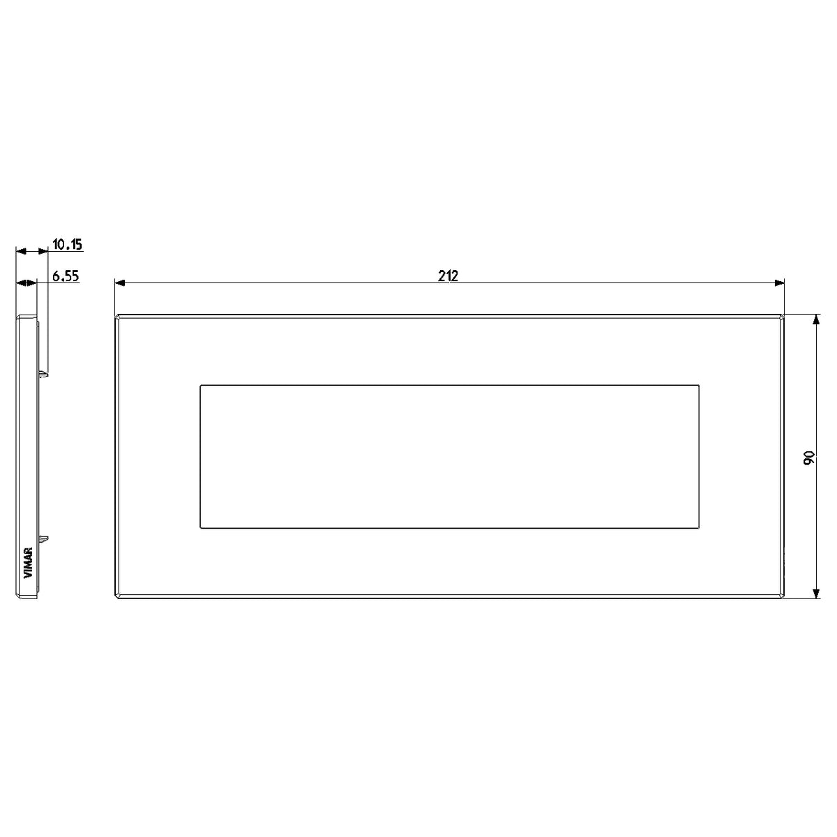 Vimar Eikon EXE Cover Plate, 7-Module, 212 x 90 mm