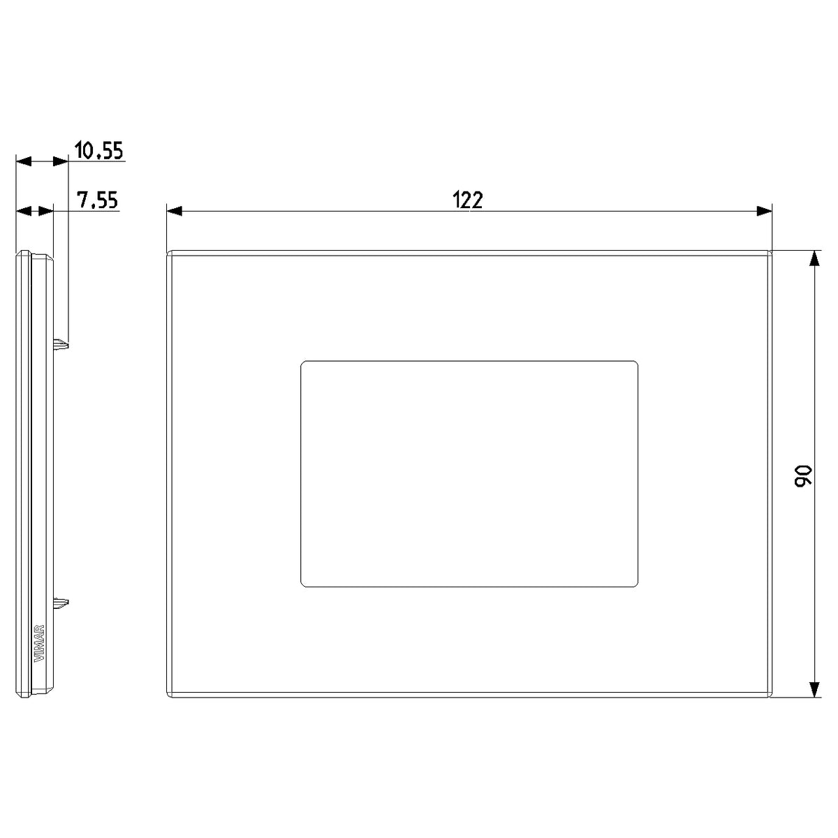 Vimar Eikon Exé 3-Module Cover Plate, 122 x 90 mm, Horizontal/Vertical Mount