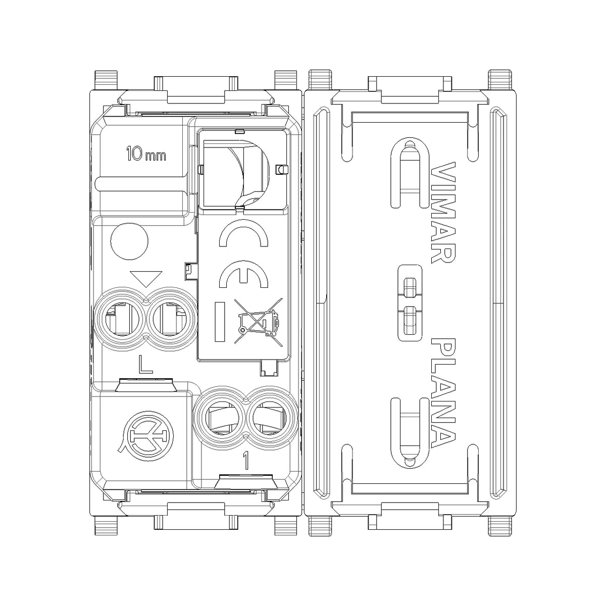 Vimar Plana 1P NO 10A Push Button, 250V, Lightable, IP40