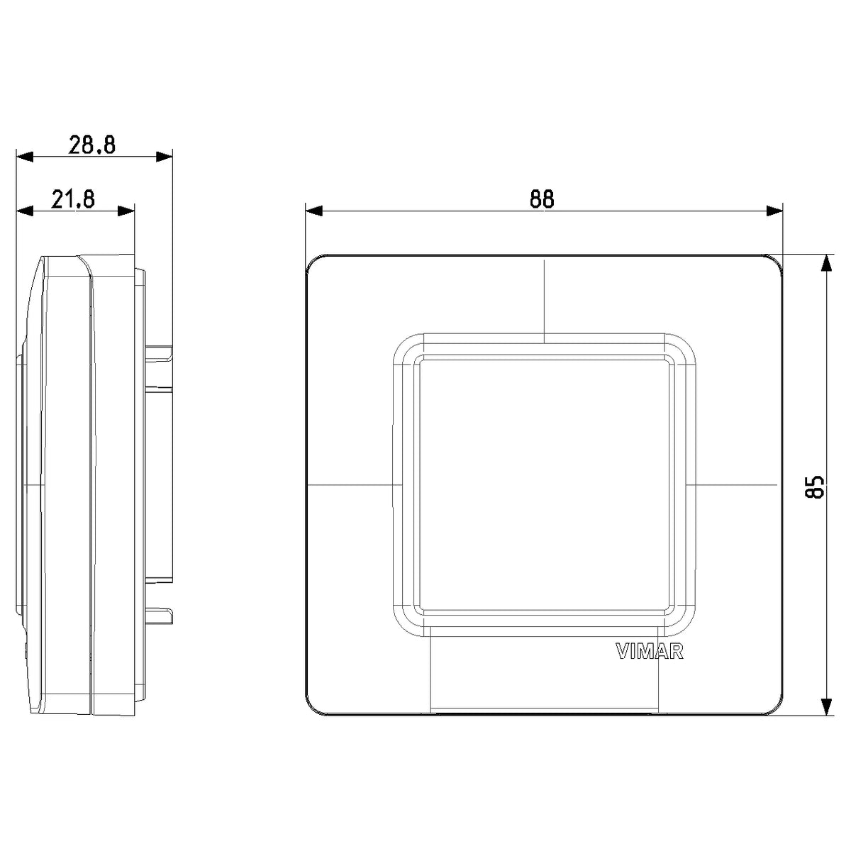 Vimar 2-Module IP55 Cover Plate, For Eikon and Plana Series, With Screws, 60 mm Mounting Boxes