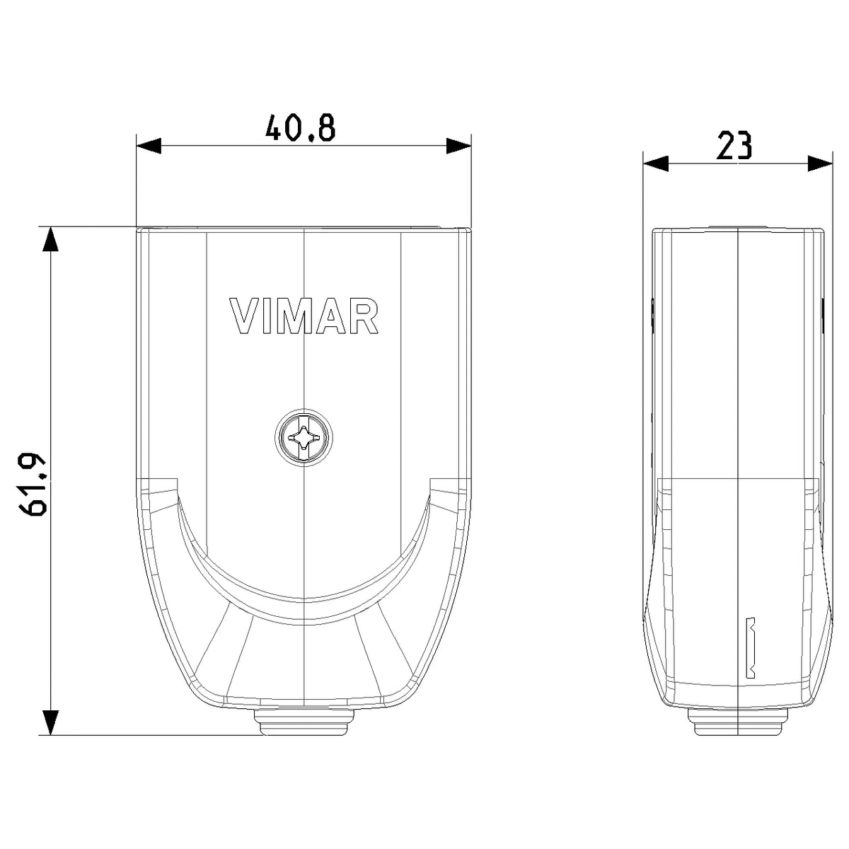 Vimar Supernova Series 2P+E P17/11 Axial Socket Outlet, 16A, 250V, IP20, Screw Terminal, Halogen-Free Thermoplastic