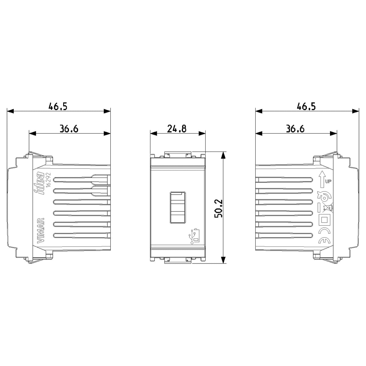 Vimar Idea Series USB Supply Unit, 5V, 120-240V, 1 Module
