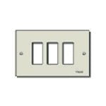 Vimar 8000 Series 3-Module Cover Plate, For 3-Module Mounting Boxes, Anodized Aluminium, Screw Fixing