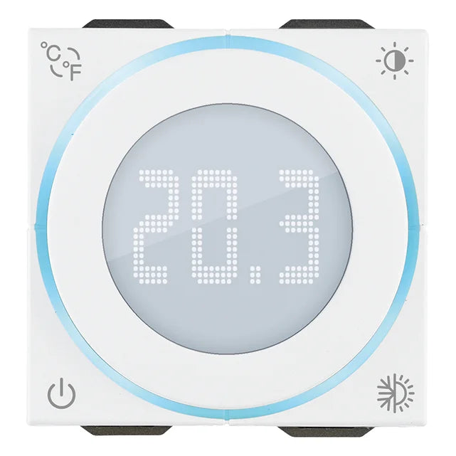 Vimar Neve Up 2-Module Dial Thermostat, 100-240V, 5(2)A Relay Output, Flush Mount