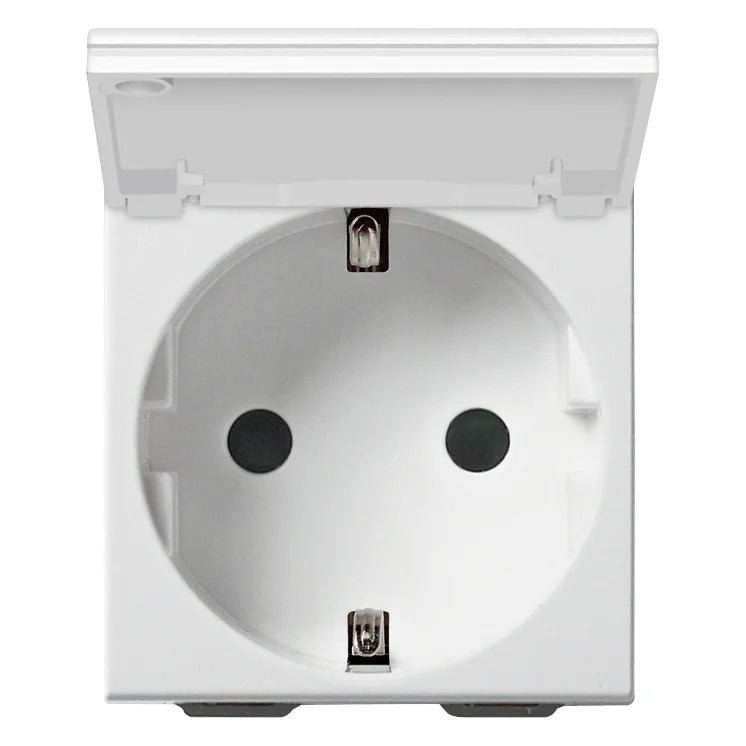 Vimar Neve Up German Standard SICURY Socket Outlet, 2P+E, 16A, 250V, 2 Modules