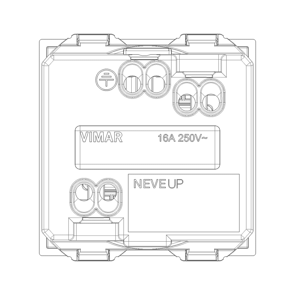 Vimar Neve Up German Standard SICURY Socket Outlet, 2P+E, 16A, 250V, 2 Modules