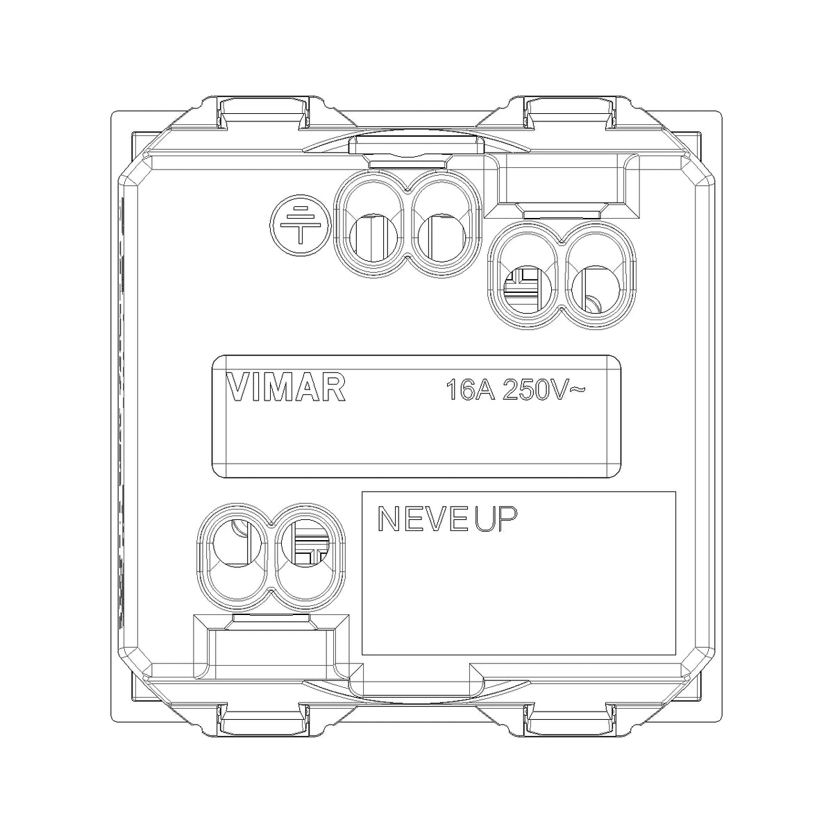 Vimar Neve Up German Standard SICURY Socket Outlet, 2P+E, 16A, 250V, 2 Modules