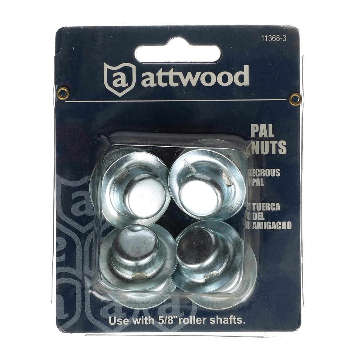 Attwood Marine Pal Nuts, For 5/8 in Roller Shafts, Zinc-Plated, Set of 8