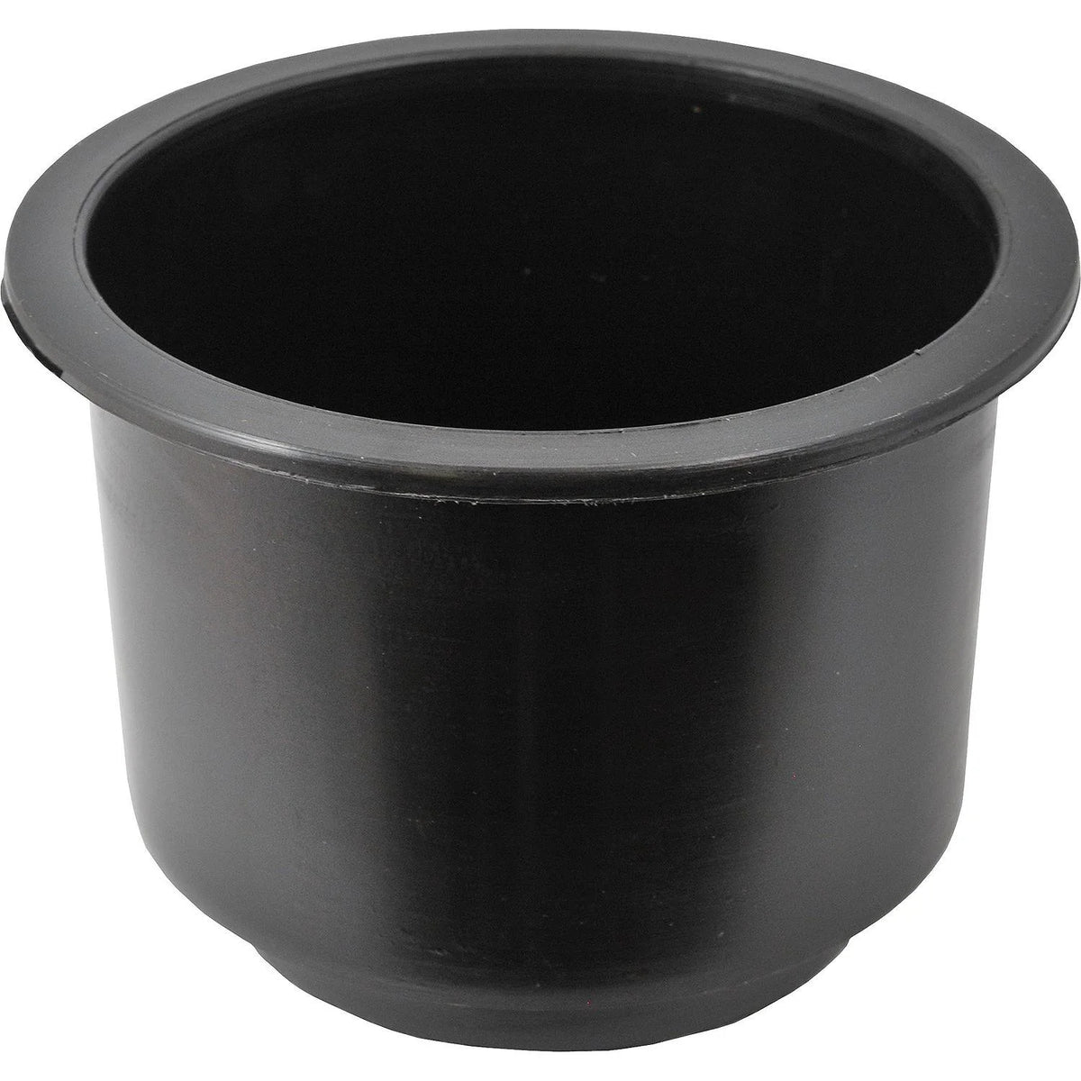 Attwood Marine Flush Mount Cup Holder, 3 3/4 in Cutout, 3 1/8 in Deep, Self-Draining, Black Polymer