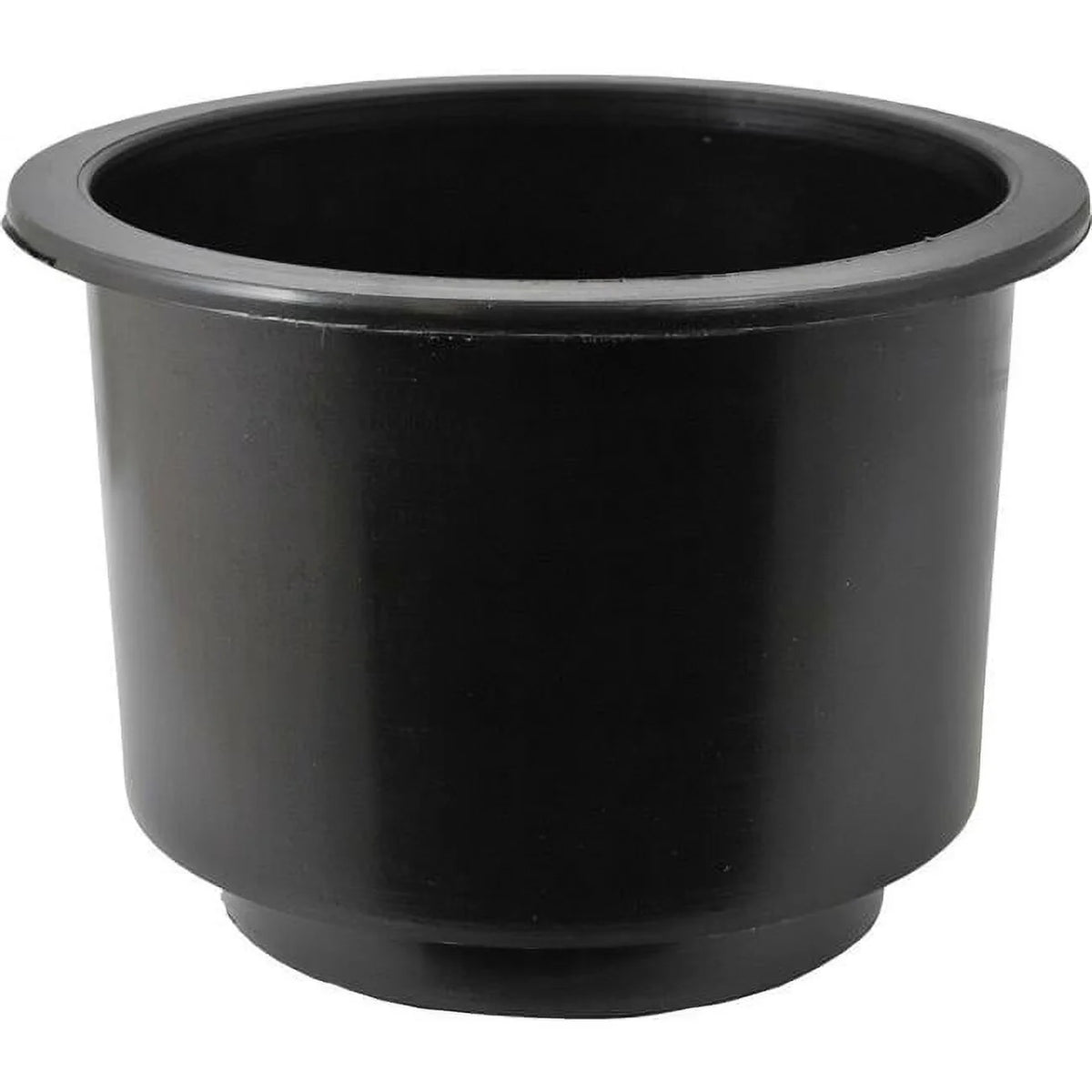 Attwood Marine Flush Mount Cup Holder, 3 3/4 in Cutout, 3 1/8 in Deep, Self-Draining, Black Polymer