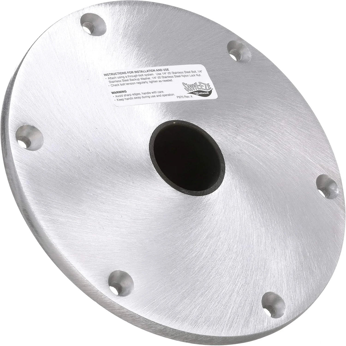 Attwood Marine Snap-Lock Seat Base Plate, For 1.77 in Posts, 9 in Round, Aluminum