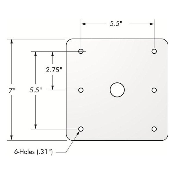 Attwood Marine Snap-Lock 1.77 Seat Base, 7 x 7 in, Stainless Steel