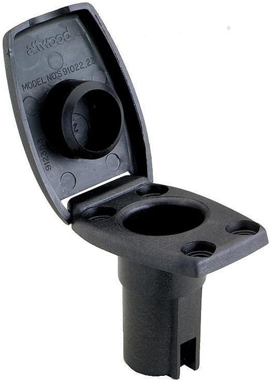 Attwood Marine Oval Navigation Light Base, For Angled Pole Lights, 2-Pin, 7.5 Degree Angle, Black Housing