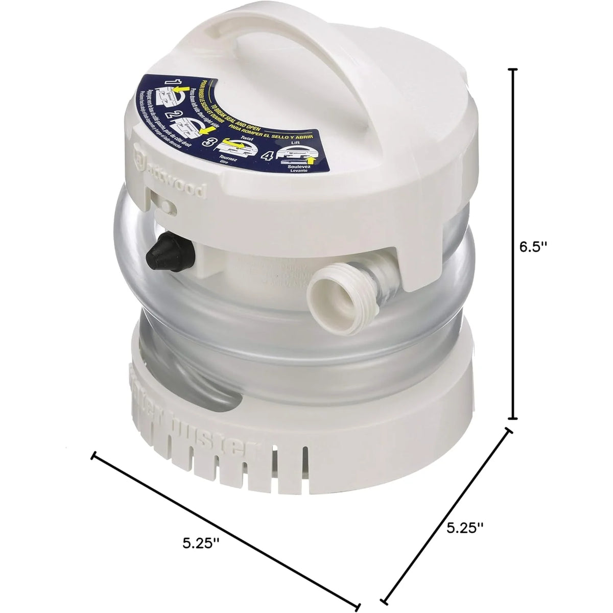 Attwood Marine WaterBuster Portable Submersible Pump, 200 GPH, Battery Powered