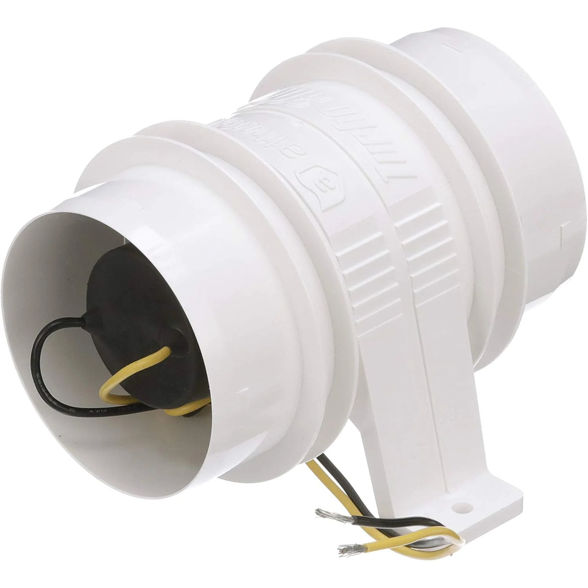 Attwood Marine Turbo 3000 Series Water-Resistant In-Line Bilge Blower, 3 in, 12V, 145 CFM, White Housing