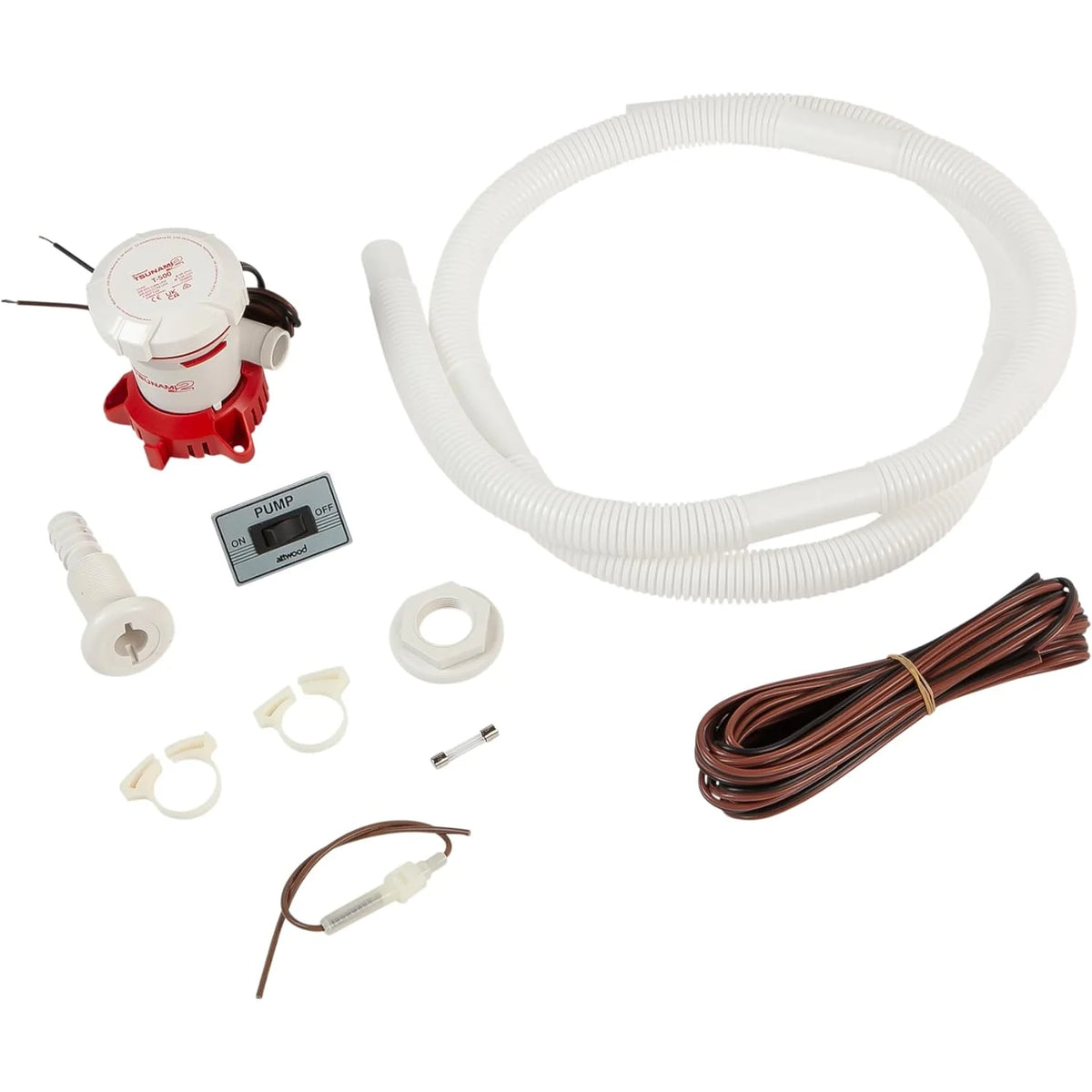 Attwood Marine Tsunami MK2 T500 Manual Bilge Pump Kit, 500 GPH, 12V, 3/4 in Hose Outlet