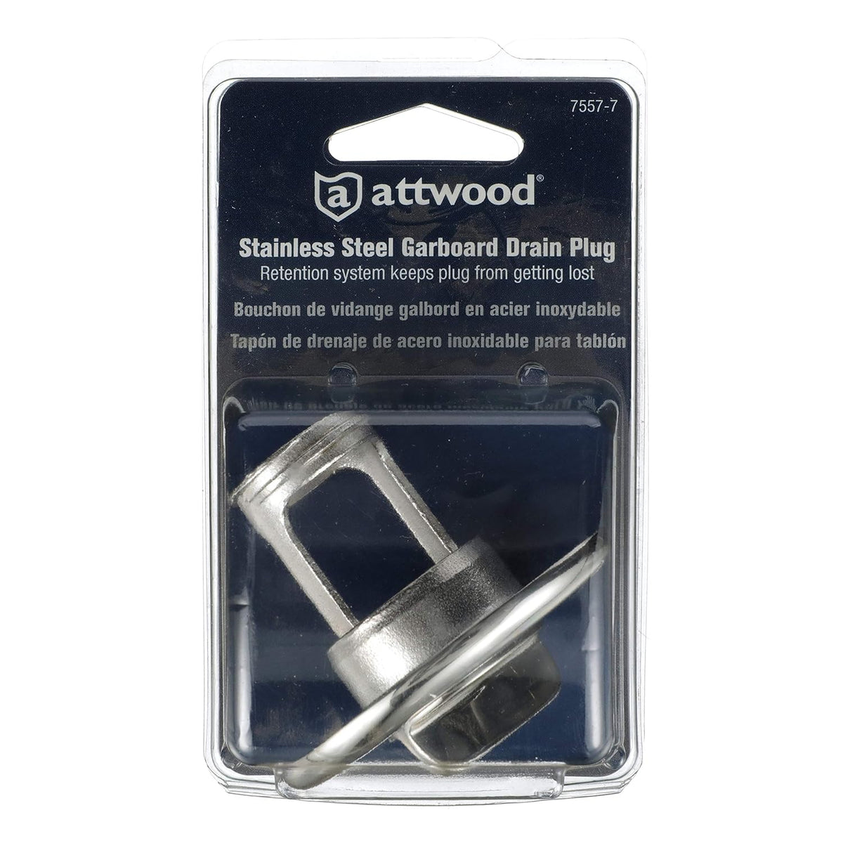 Attwood Marine Garboard Drain Plug, 7/8 in Diameter, SS316