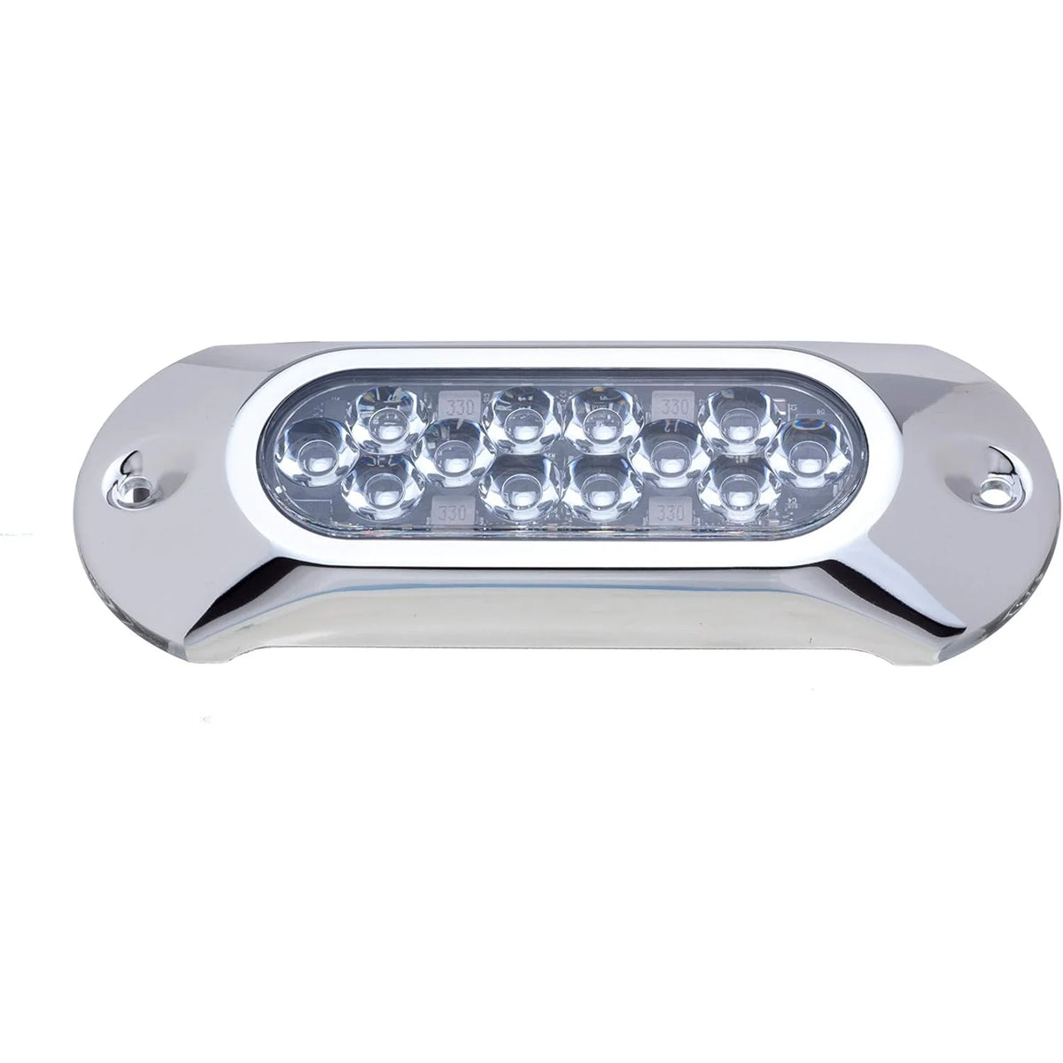 Attwood Marine Light Armor Surface-Mount Underwater LED Light, 12 LEDs, 12/24V DC, 6 in, Sapphire Blue Light