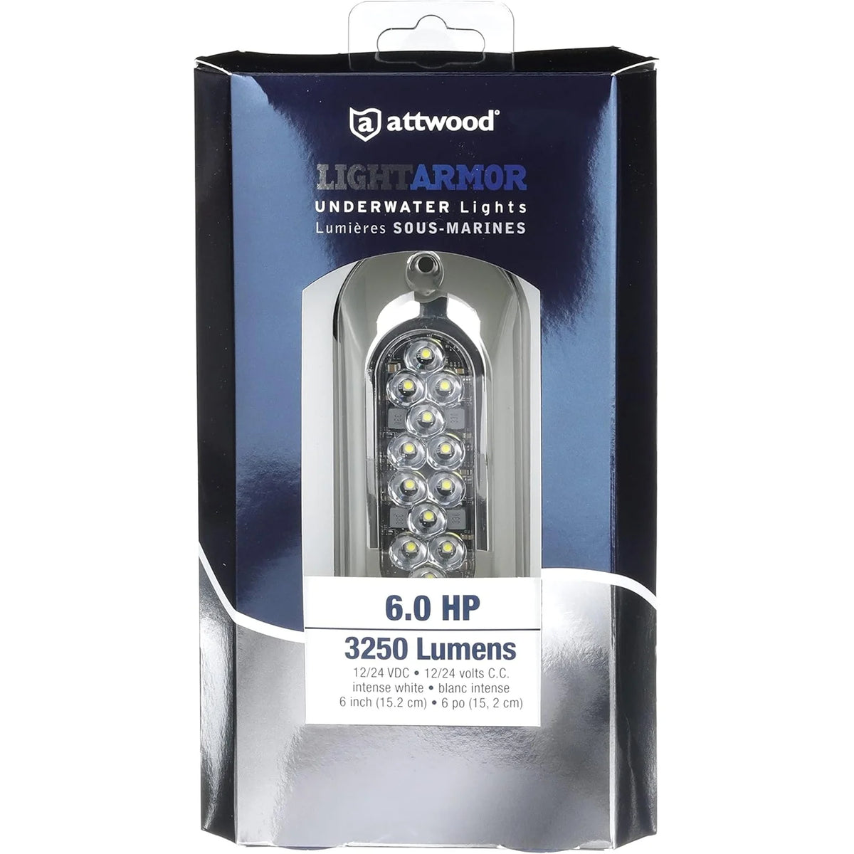 Attwood Marine Light Armor Surface-Mount Underwater LED Light, White Light, 12V, 12 LED