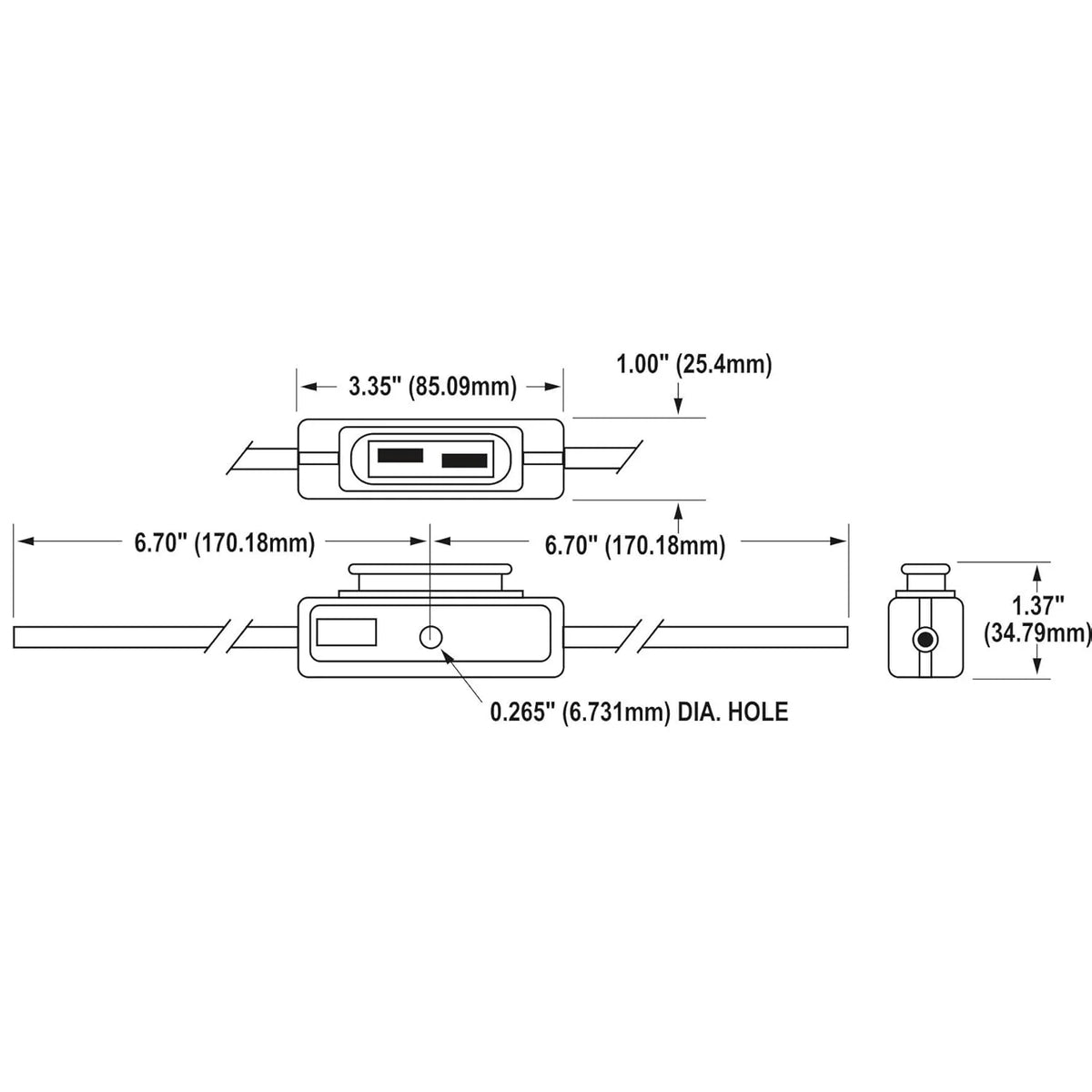 Blue Sea Systems MAXI In-Line Fuse Holder, 32V DC, 5 in #6 Lead Wire