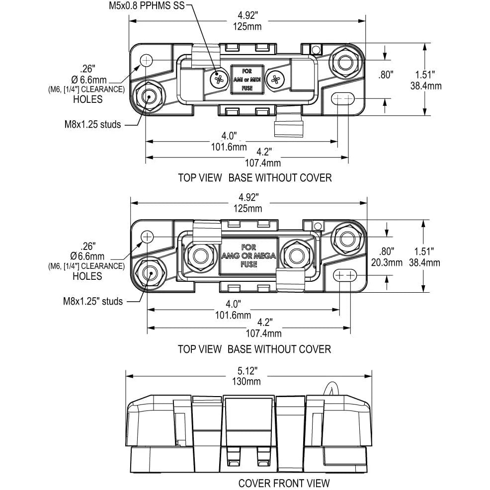 Blue Sea Systems MEGA/AMG Safety Fuse Block, 300A, 32V DC, Ignition Protected, Sealed Cover